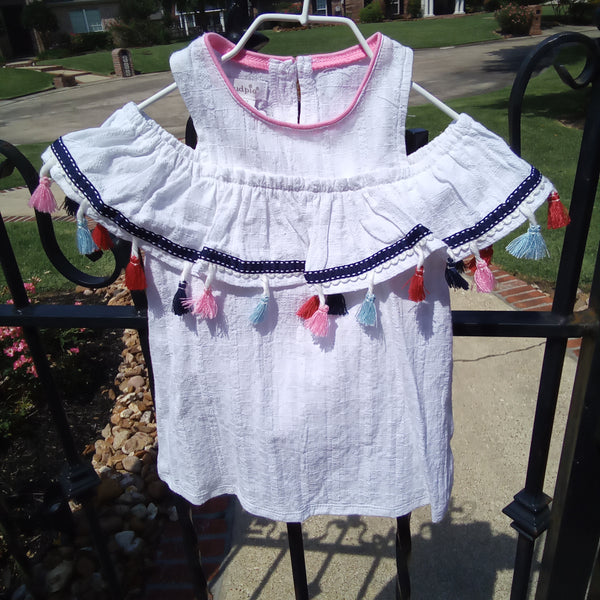Infant Off Shoulder Tassel Dress and Bloomers | Mud Pie