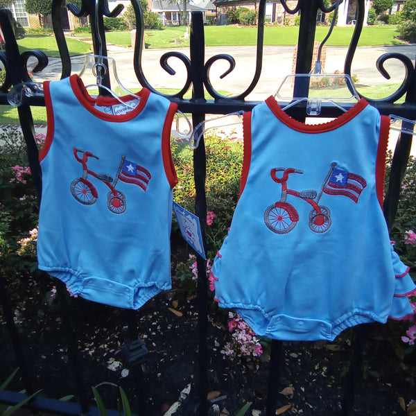 Patriotic Girls Tricycle Body Suit | Sibling Set | Three Sisters
