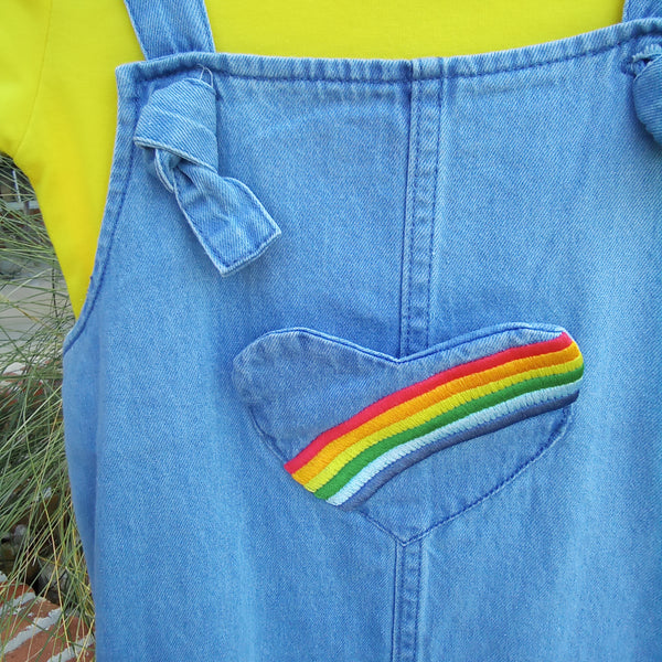 Rainbow Denim Jumper Dress | Bonnie Jean