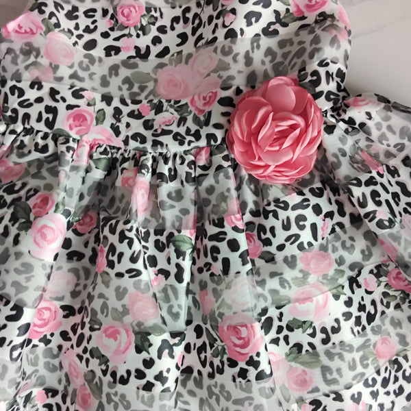 Pink Rose Stripe and Leopard Infant Party Dress | Bonnie Jean