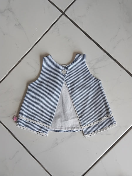 Pinstripe Seersucker Swing Top | Ruffle Butts