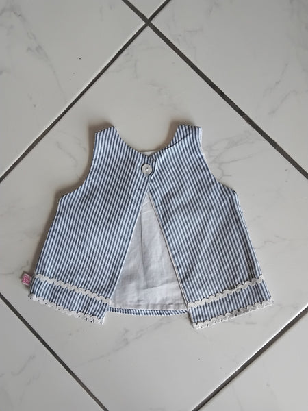 Pinstripe Seersucker Swing Top | Ruffle Butts