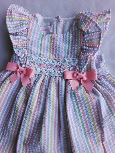 Smocked Seersucker Dress | Bonnie Baby