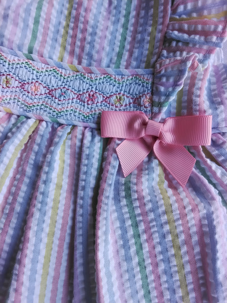 Smocked Seersucker Dress | Bonnie Baby