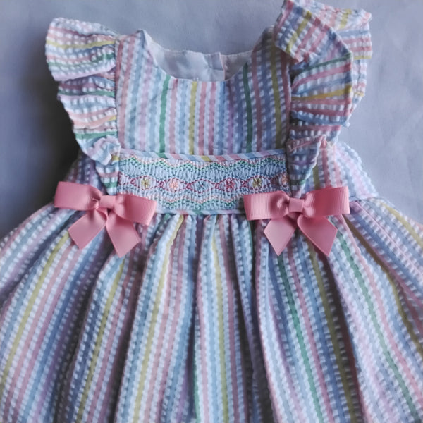 Smocked Seersucker Dress | Bonnie Baby