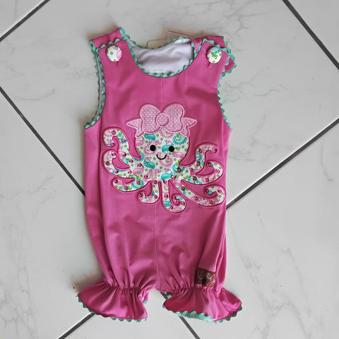 Hot Pink Appliqued Octopus Romper | Millie Jay