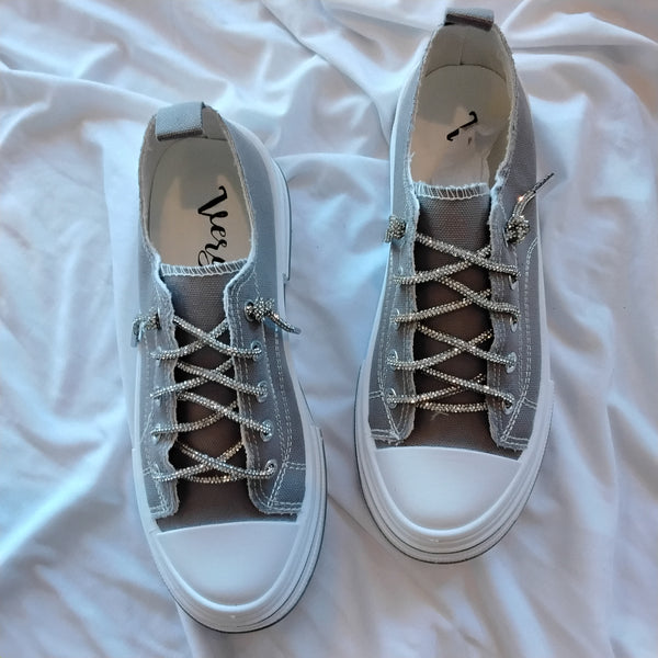 Glitzy Shoe String Grey Sneakers | Very G - Aman