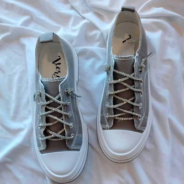 Glitzy Shoe String Grey Sneakers | Very G - Aman