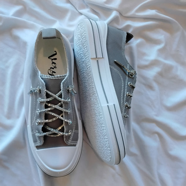 Glitzy Shoe String Grey Sneakers | Very G - Aman