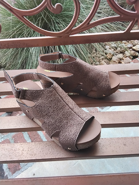 Copper Wedge Sandals with Self Fasteners | Volatile Spindle