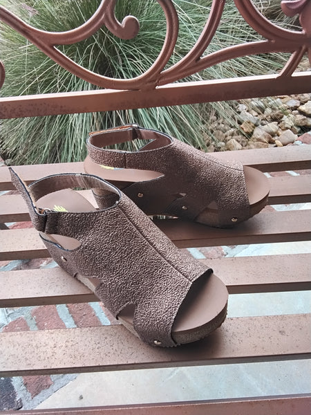 Copper Wedge Sandals with Self Fasteners | Volatile Spindle