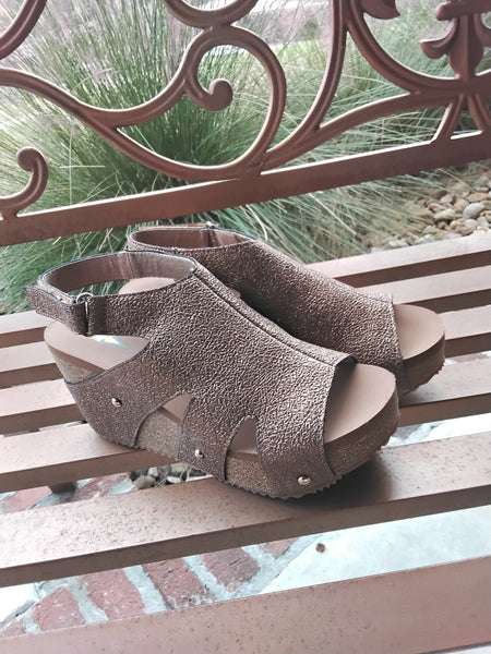 Copper Wedge Sandals with Self Fasteners | Volatile Spindle