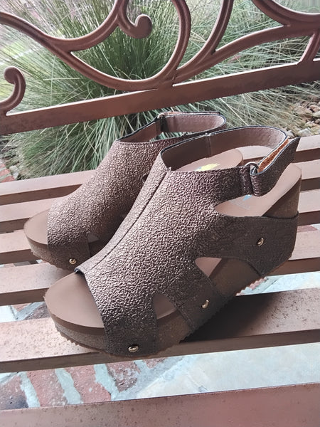 Copper Wedge Sandals with Self Fasteners | Volatile Spindle