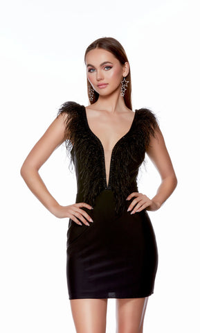Feathers Accent Short Formal | Alyce 4725