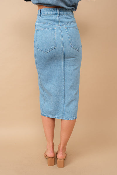 Button Front Denim Skirt | Blue B