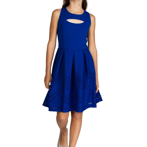 Textured Laser Cut Dress | Bonnie Jean R40076-Dv