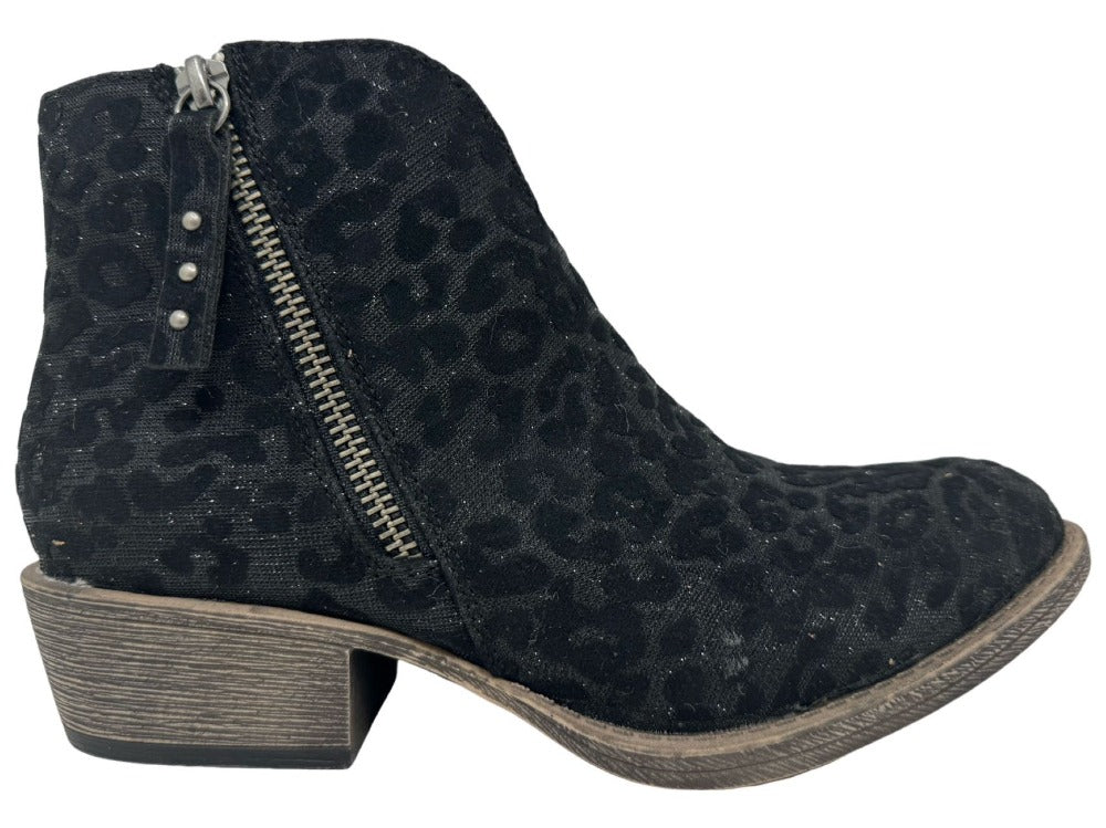 Short Tone on Tone Black Glitz Leopard Short Boot | Very G Charming