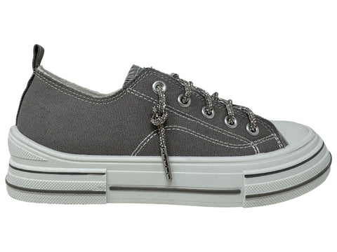 Glitzy Shoe String Grey Sneakers | Very G - Aman