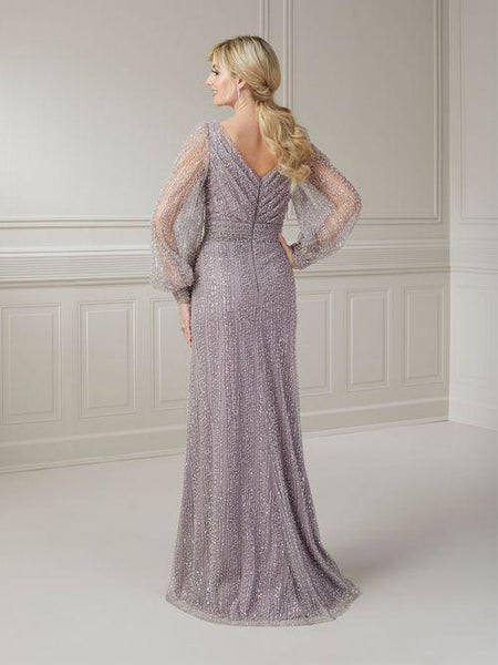 Elegant Sheer Sleeve Vneck Gown | Christina Wu Size 6 in stock