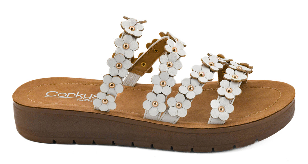 White Garden Party Flower Sandals | Corky's