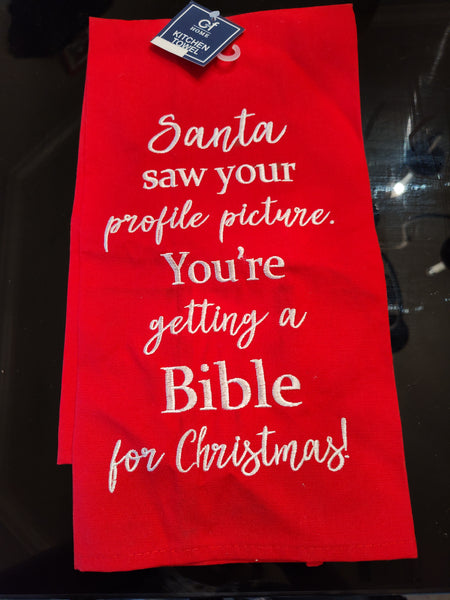 Santa saw your profile picture - Kitchen Towel