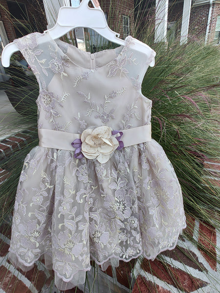 Ivory and Lilac Lace Dress