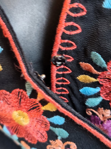 Black Embroidered Elastic Waist Tunic | Savanna Jane