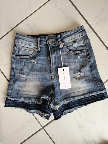 High Rise Patched Denim Shorts | Risen RDS6039