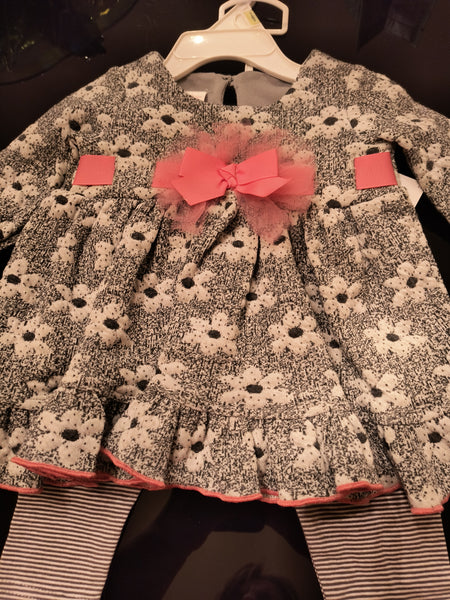 Infant Girls Gray Floral Top With Leggings | Bonnie Baby