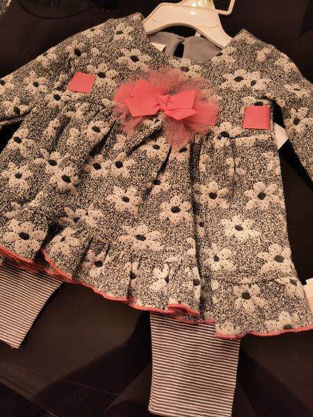 Infant Girls Gray Floral Top With Leggings | Bonnie Baby