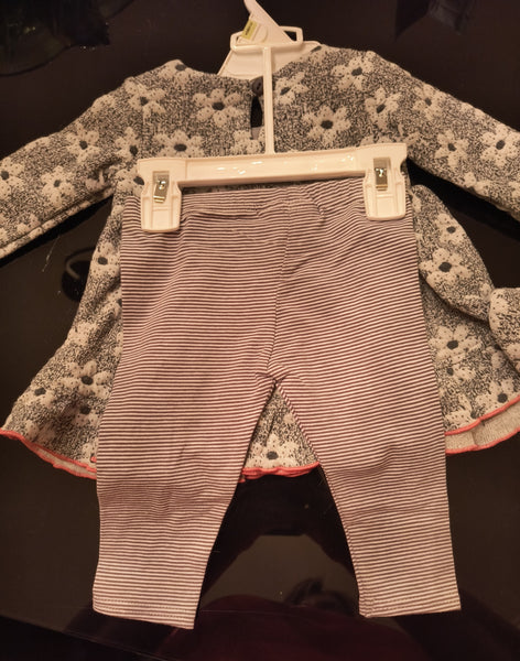 Infant Girls Gray Floral Top With Leggings | Bonnie Baby