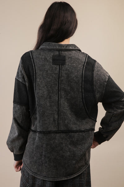 Black Mineral Washed Knit Shirt