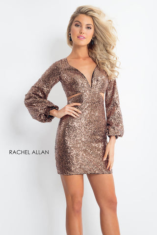 Long Sleeve Short Sequin Dress | Rachel Allan