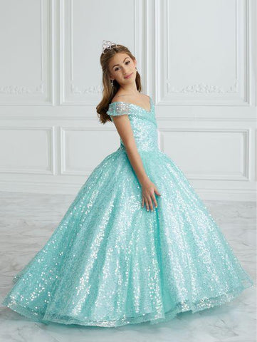 Portrait Neckline Fully Sequined Ballgown | Sky Blue