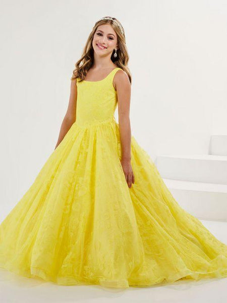 Sunshine Yellow Floral Glitter Mesh Ballgown - Girls size 4 in stock