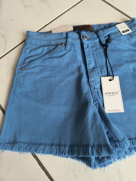 Sky Blue Frayed Hem Shorts | Judy Blue