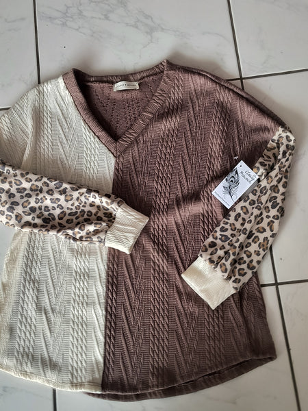 Color Blocked Leopard Shirt