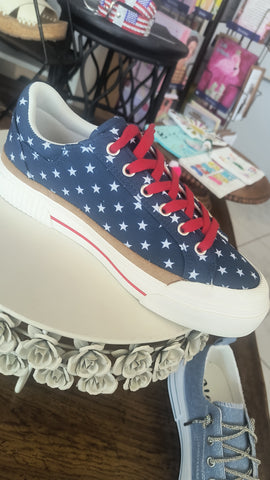 Red White and Blue Sneakers | Hey Girl by Corkys