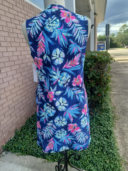 Tropical Navy Dress