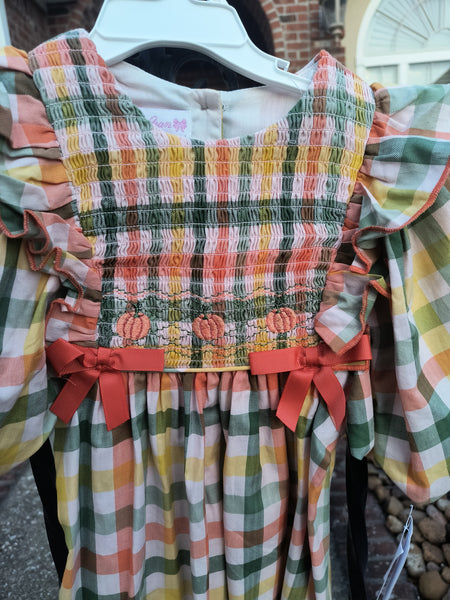 Smocked Plaid Pumpkin Dress | Bonnie Jean