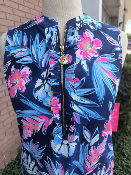 Tropical Navy Dress