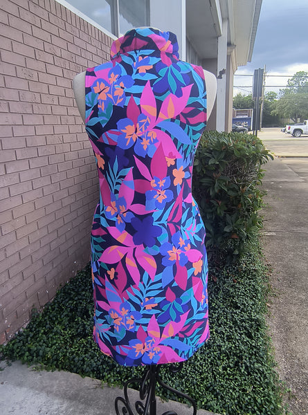 Tropical Navy Dress
