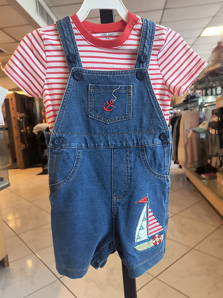 Sail with Me Denim Shortall & Stripe Shirt
