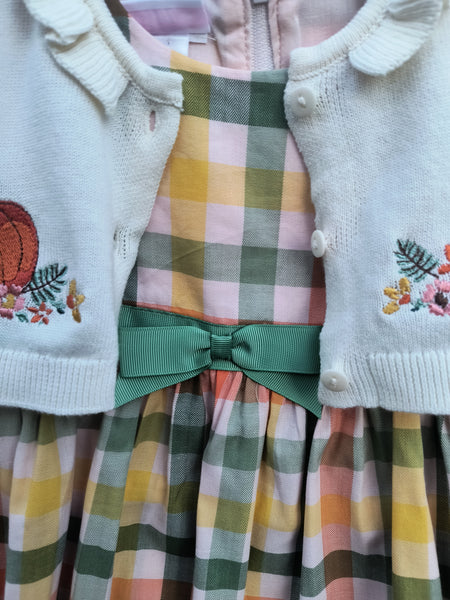Pumpkin Sweater and Plaid Dress | Bonnie Baby