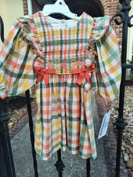 Smocked Plaid Pumpkin Dress | Bonnie Jean