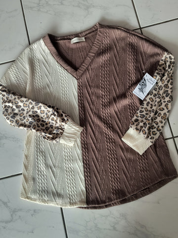 Color Blocked Leopard Shirt