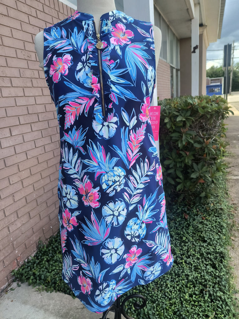 Tropical Navy Dress