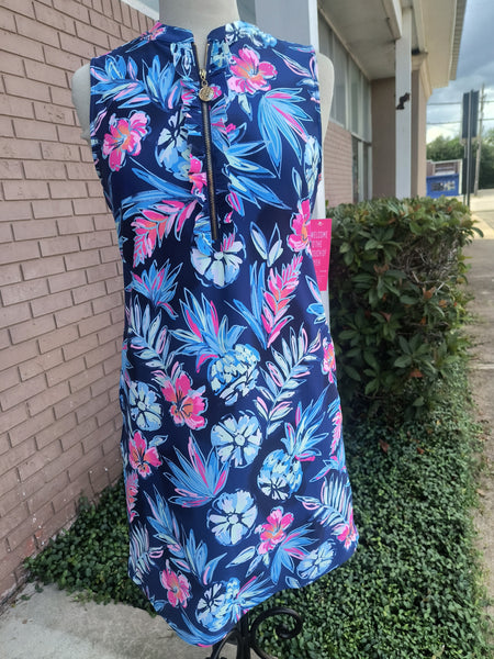 Tropical Navy Dress