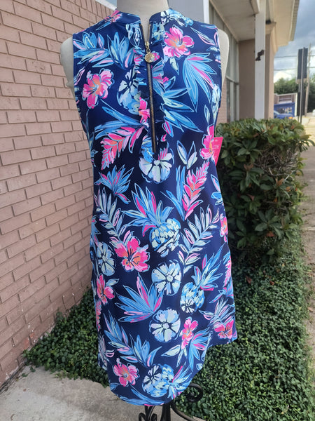 Tropical Navy Dress