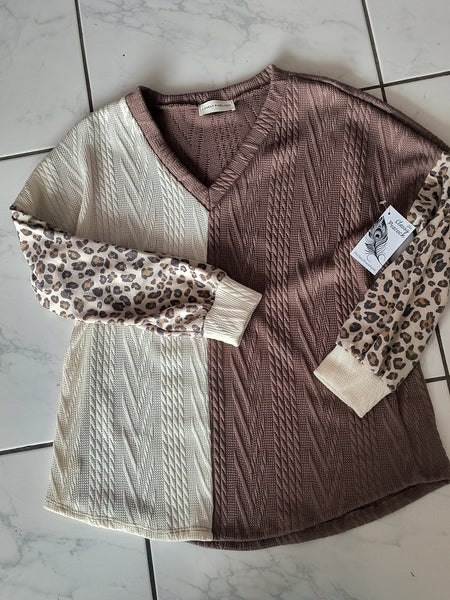 Color Blocked Leopard Shirt